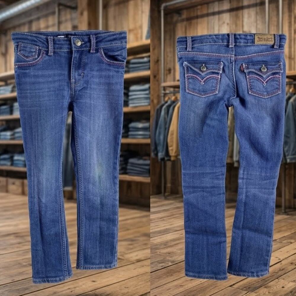 Levi's Girls 6 Reg 711 Dark Distressed Stretch Skinny Jeans Waist 20x19